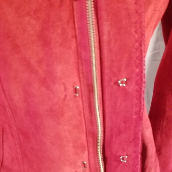 Womens Red Suede Jacket Taylored Size 8 100% Leather Suade Coat - Picture 6 of 8